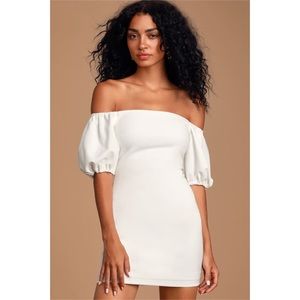 NWT Lulus white off-the-shoulder puff sleeve dress